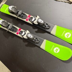 Rossignol Neon Green and Black kids Skis with Bindings
